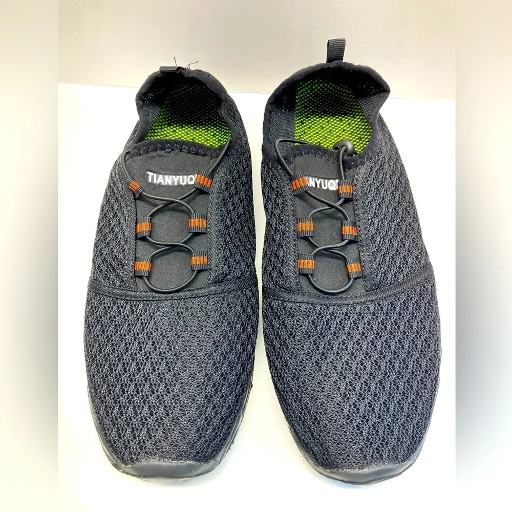 Tianyuqi Men’s Mesh Water Shoes, Size 46 (US 12), Black